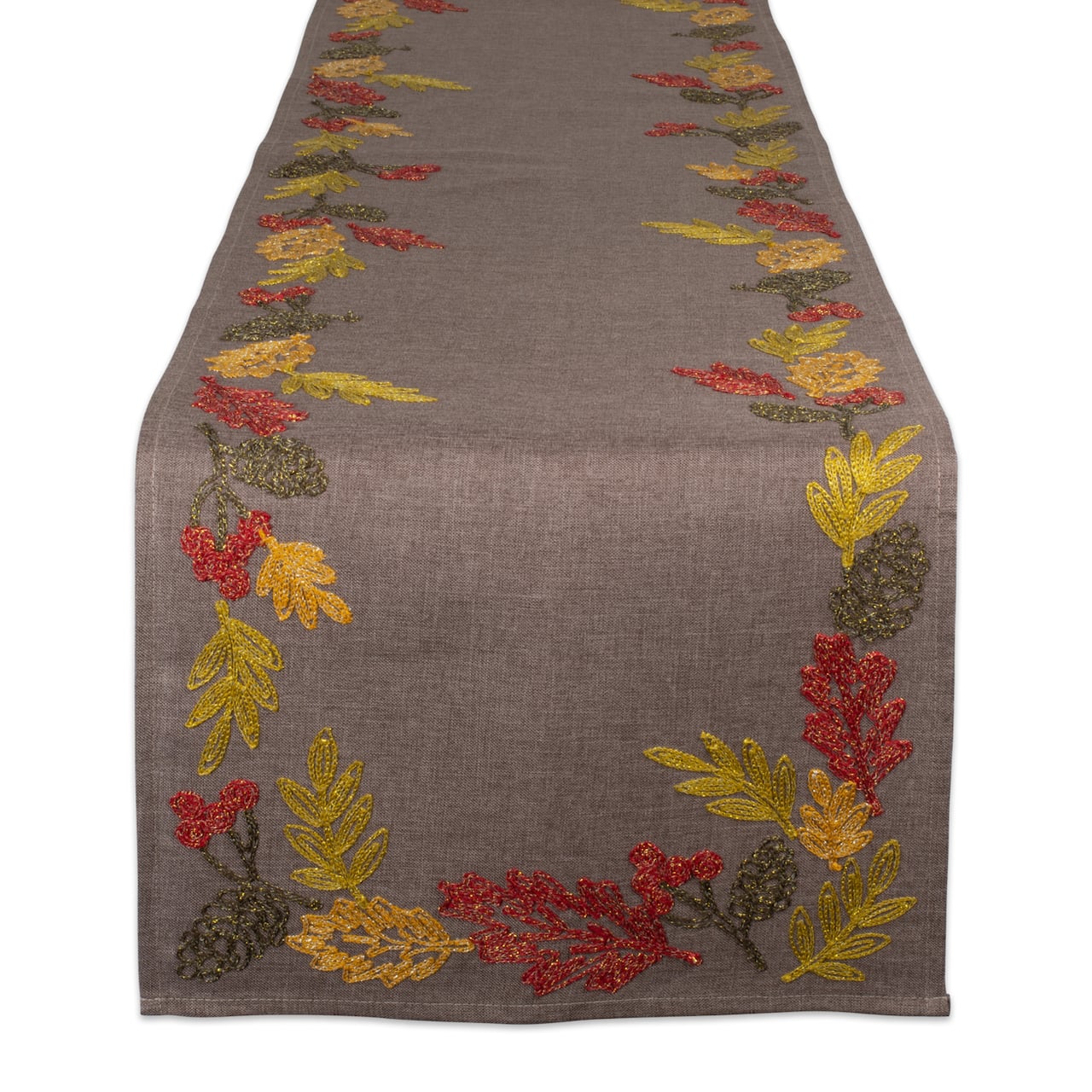 DII® 108" Shimmering Leaves Embroidered Table Runner